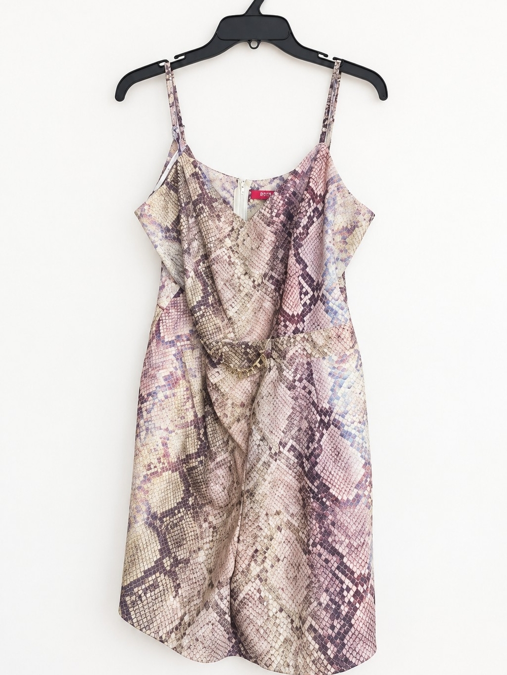 GUESS Snakeskin Print Gold Chain Accented Wrap Romper - Size L